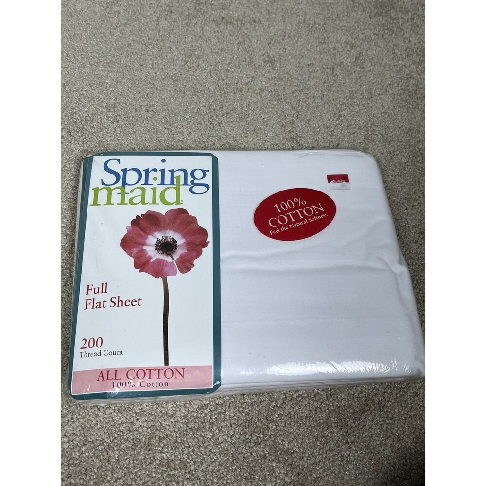 Vtg NWT Springmaid Full Flat Sheet 100% Cotton 200 TC Solids White USA Made